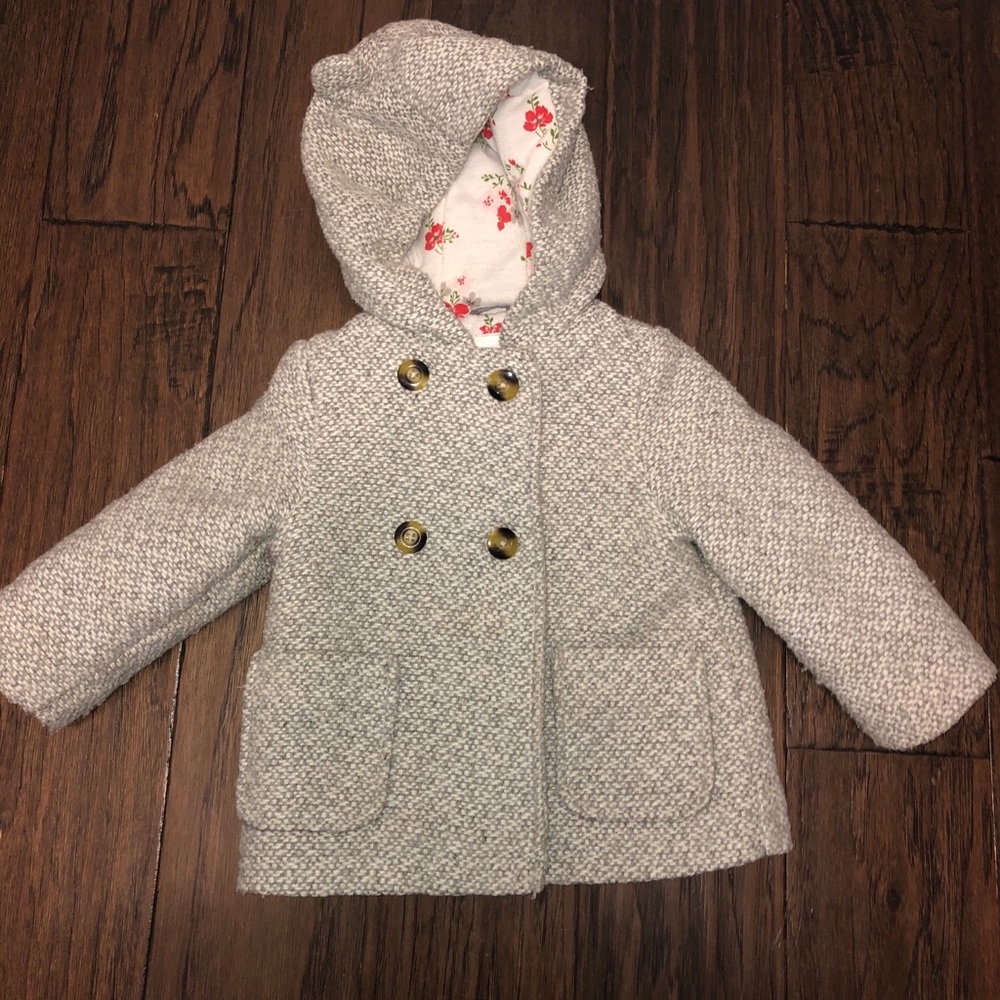 Toddler Grey Peacoat with Hood